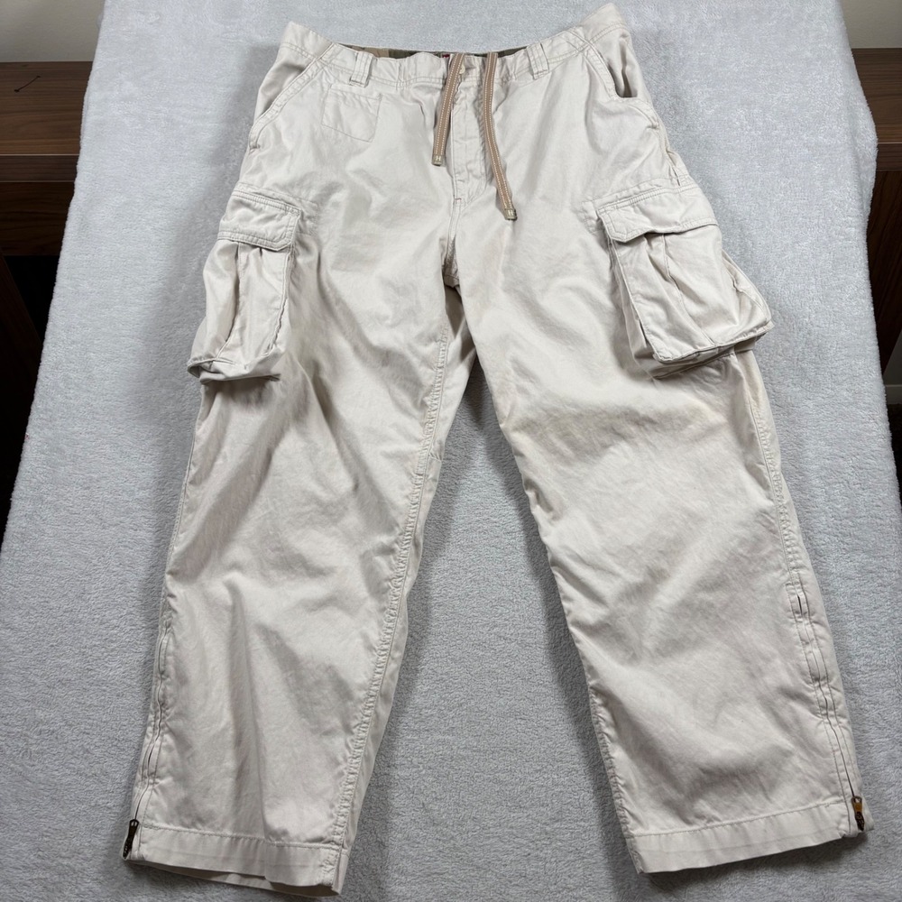 Vintage Y2K Hilfiger Denim Red Label Cargo Pants Mens 36 Beige Military Type T-1